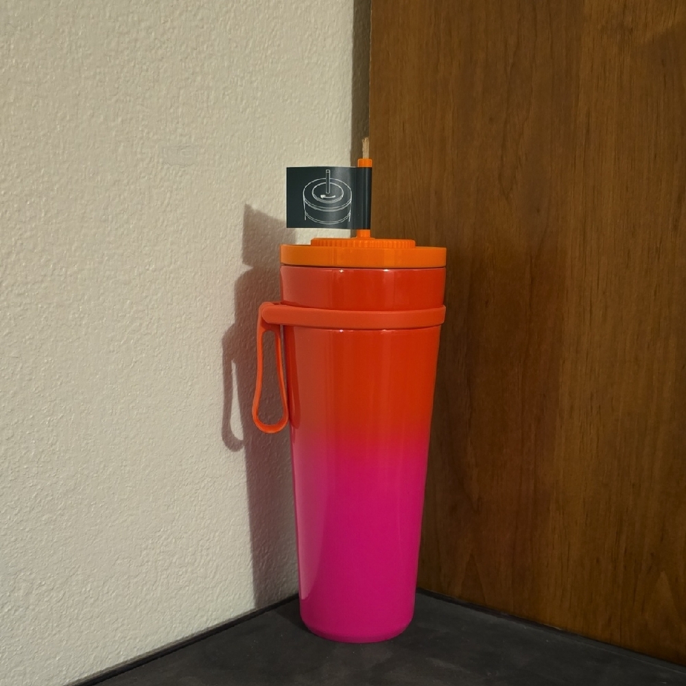 Vibrant Orange Tumbler with Straw Lid